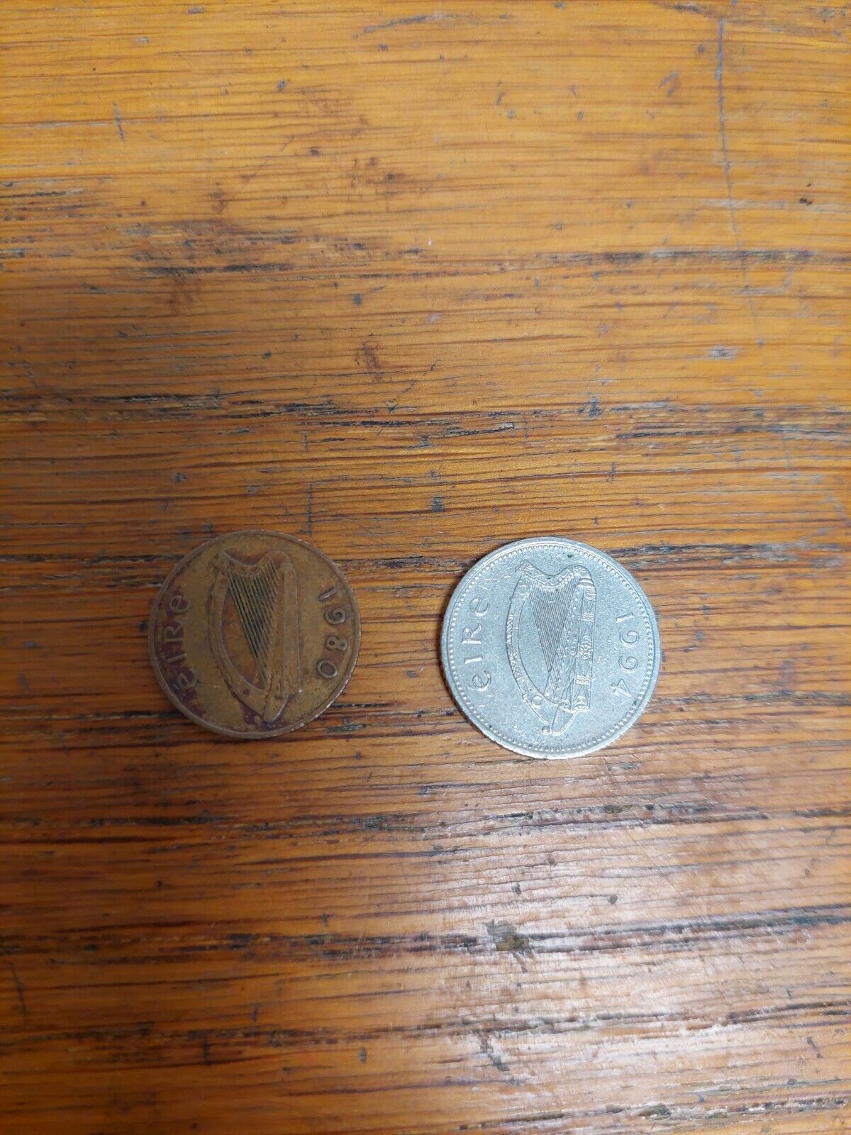Irish Coin Lot Of Two 10 Pence And 1 Pence