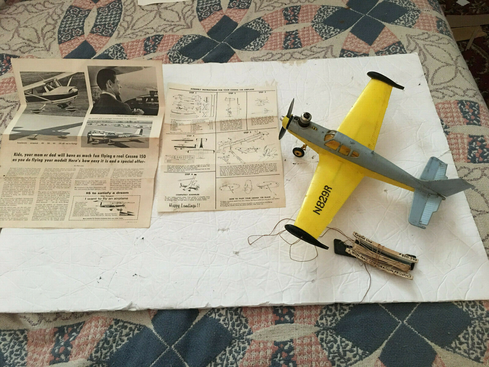 Vintage Wen-mac Gas Control Line Plane With Instructions Nice Shape!!
